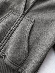 Tween Girl Dark Gray Zip-Up Hoodie & Sweatpants Casual Set - Grey - View 5