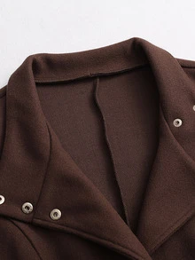 Yalmera Women's Autumn/Winter Patchwork Fur Cuff Stand Collar Elegant Overcoat - Brown - View 5