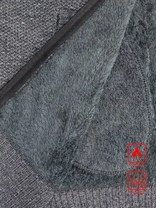 Manfinity Homme Men's Colorblock Long Sleeve Zip-Up Casual Warm Hooded Knit Sweatshirt, Old Money - Dark Grey - View 5