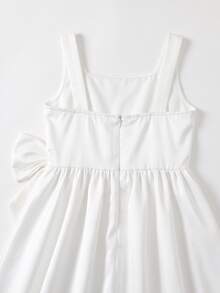 Tween Girl Gentle Bow Decor Dress For Wedding Flower Girl - White - View 6