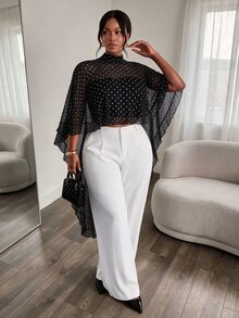 Firerie 2PCS Plus Size Co-Ords - Black and White - View 7