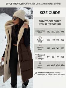 SHEIN Clasi Two-Tone Reversible Padded Zipper Front Pockets Drawstring Hood Vest Jacket - Brown - View 7