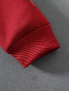 ROMWE MEN Goth 男士前衛天使圖案印花拉鍊長袖運動衫 - 紅色 - 查看 7