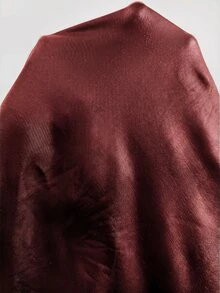 SHEIN PETITE 女款純色PU皮革長袖前拉鍊輕便夾克 - 酒紅色 - 查看 11