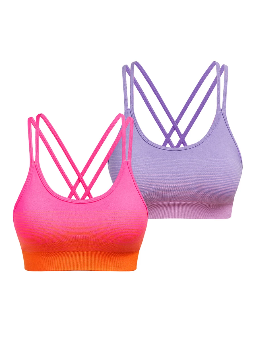 Activina Women's Gradient Color Criss-Cross Back Daily Fitness Sports Bra - Multicolor - View 1