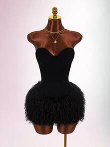 Amplova Women's Casual Daily Strapless Romper - Black - View 1