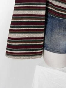 SHEIN ICON 大尺碼 Y2K 復古不對稱單肩針織收腰 T-shirt 上衣，休閒復古不對稱單肩領長袖上衣 - 彩色 - 查看 8