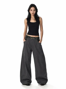 DAZY Women's Colorblock Patchwork Street Casual Loose Fit Jeans - Army Green - View 2