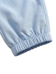 TaskEZ Light Blue Short Sleeve Top With Multiple Pockets And Cuffed Long Pants With Side Pockets, Comfortable And Convenient Minimalist Scrub Uniform 2 Pieces Set - Blue - View 8