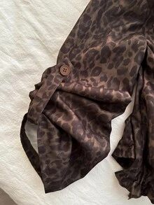 Attitoon Women's Leopard Print Zipper Casual Daily Long Sleeve Jacket - Brown - View 7
