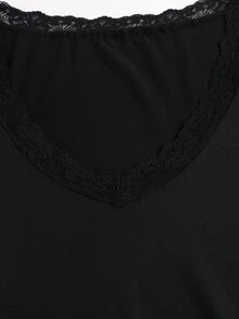 Sweetra Women's Sexy Lace Patchwork Bodycon Dress - Black - View 3