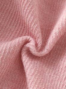 SHEIN 1 Piece Baby Girls Tutu Dress Cute Sweet Dusty Pink Bowknot Fuzzy Plush Skirt Long Sleeve Round Neck Thick Birthday Winter Fall Jumpers - Dusty Pink - View 7