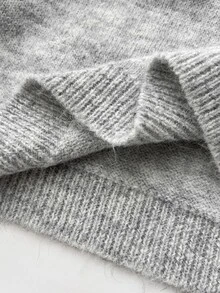 Elamini Women's Autumn/Winter Fashion Elegant Versatile Party Photo-Ready Hollow Bow Pullover Sweater - Grey - View 5
