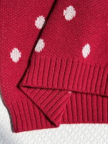 SHEIN Fashionable Casual Sweet Cherry Pullover Sweater For Girls - Burgundy - View 8