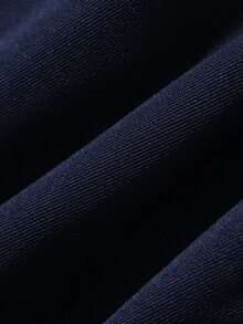 DAZY Autumn/Winter High Waist Navy Blue Button Decor Pleated A-Line Umbrella Skirt Elegant Sweet Commute Daily Women's Skirt - Navy Blue - View 6