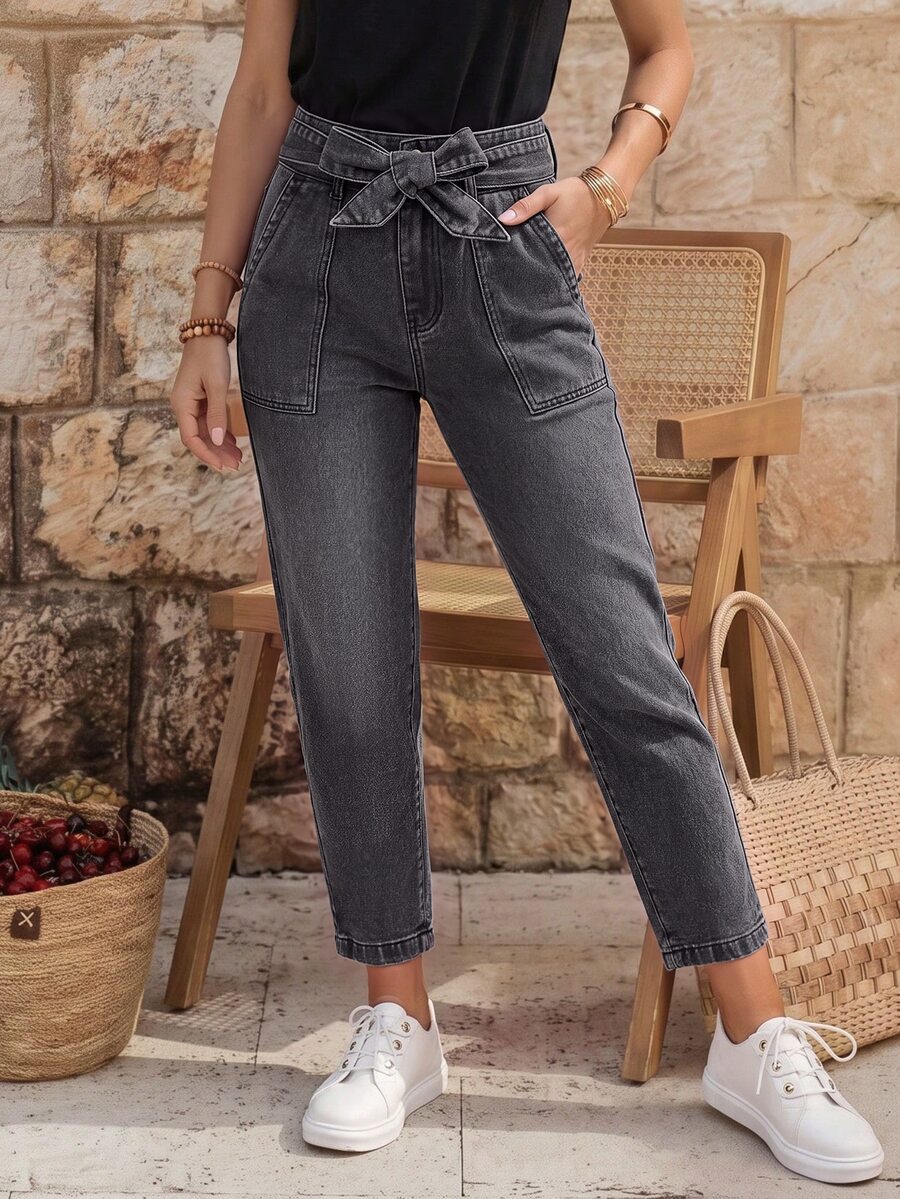 EMERY ROSE Women's Skinny Jeans With Pockets - Grey - View 1