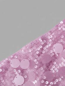SHEIN ICON Silver Low Rise Sequin Decor Bodycon Mini Skirt - Mauve Purple - View 3