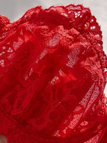 Crystal Vow 3pcs Set Detachable Transparent Strap Romantic Lace Underwire Bra - Multicolor - View 5