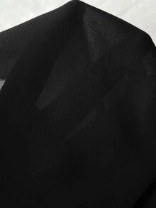 SHEIN EZwear Maillard 高端性感優雅風 不對稱拼接緞面緞帶裙 黑色 秋冬約會派對新年款 - 黑色 - 查看 6
