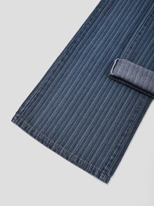 GlowEve Women's Striped Fashion Button Pocket Denim Jeans - Blue - View 5