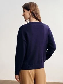 Briarwyn Women's Vintage Button Long Sleeve Pocket Knit Cardigan - Royal Blue - View 3