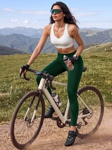 Exploreva Women's High Waist Casual Daily Travel Cycling Pants - Dark Green - View 4