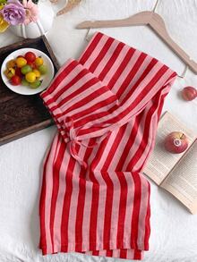 SHEIN EZwear 大尺碼女款條紋休閒日常穿著長褲 - 彩色 - 查看 3