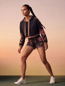 CAJUNI Tropical Vacation Black Floral Boho Streetwear Sweatshirt Sweatshirt Travel Fall - Multicolor - View 3