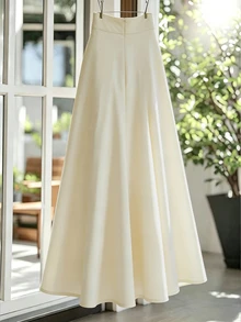 Franclia New French Style High Waist Solid Color Slimming Elegant Fashion Yellow Women's Skirt - Apricot - View 2