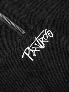 PAVTROS Men's Letter Print Zip-Up Half-Placket Casual Corduroy Jacket - Black - View 5