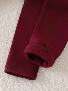 Elladie kids 女童春秋兩件套，長袖字母印花連帽套頭衫 + 鬆緊腰修身長褲，柔軟休閒運動套裝，時尚搭配風格，適合女童日常穿著、戶外玩耍與假期休閒造型 - 酒紅色 - 查看 10