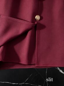 Franclia Women's Elegant Fashion Button Front Slit Skort - Burgundy - View 3
