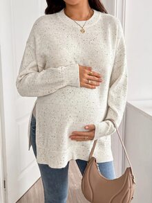 SHEIN Sweater Kasual Longgar Lengan Panjang untuk Ibu Hamil - Aprikot - View 5
