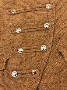 Omancia Autumn/Winter American Premium Vintage Design Asymmetrical Hem Button Napoleon Women's Cardigan Knit Jacket - Camel - View 5