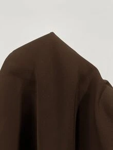 SHEIN Tall CURVE 大尺碼女款純色百褶休閒百搭日常穿著長褲 - 咖啡棕 - 查看 7