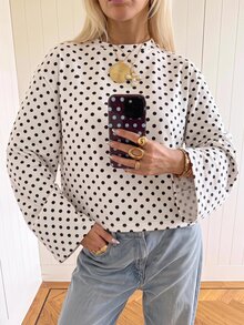 SHEIN EZwear 大尺碼女款秋冬波點白色長袖T恤 - 彩色 - 查看 4
