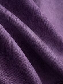 SHEIN Franclia 時尚休閒通勤百搭丹寧感印花紋理軟面料高腰開衩女款短褲/裙/寬腿褲/熱褲 - 紫色 - 查看 4