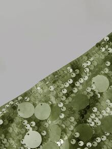 SHEIN ICON 銀色低腰亮片裝飾貼身迷你裙 - 薄荷綠 - 查看 5