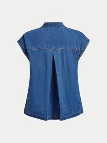 LUMIGAL Women's Casual Daily Denim Top With Frog Buttons - Blue - View 4
