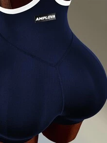 Amplova Women's Colorblock Casual Daily Travel Sports Romper - Navy Blue - View 8