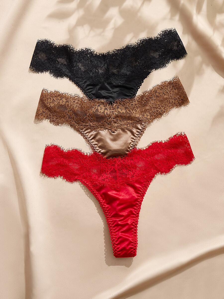 Charlaine Women's Lace Patchwork Panties 3-Piece Set - Multicolor - View 1