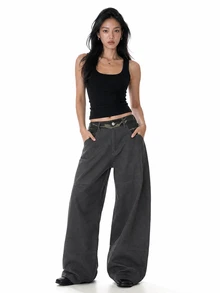 DAZY Women's Colorblock Patchwork Street Casual Loose Fit Jeans - Army Green - View 6