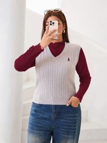 Solflare Plus Size Autumn/Winter Burgundy Ribbed Frill Trim T-Shirt - Burgundy - View 7