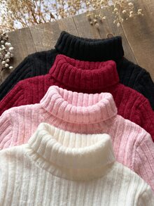 Emery Rose Kids Emery Rose Kids 女童秋冬休閒百搭純色高領T恤 - 彩色 - 查看 3