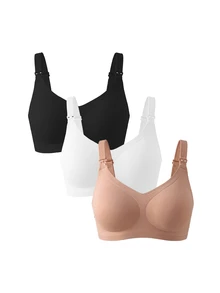 Moonlight&Mama 3pcs Minimalist Seamless Comfortable Maternity Bras - Multicolor - View 6