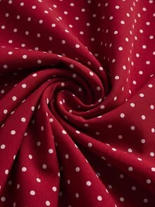 SHEIN Franclia 時尚休閒通勤百搭丹寧效果印花紋理柔軟面料高腰開衩女款短褲/裙/寬腿褲/熱褲 - 酒紅色 - 查看 4