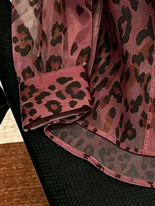 Resyla 大尺碼女款豹紋單排扣休閒日常穿著襯衫 - 彩色 - 查看 3