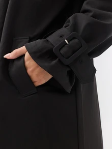 KÆRIA Hus Belted Double Breasted Midi Trench Coat - Black - View 7