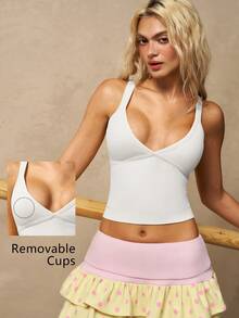 VARSIVA Women's Backless Design Daily Fitness Sports Bra - White - View 2