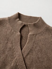 Breezaya Elegant Cross-Wrap Long Sleeve Design Women's Sweater - Brown - View 4